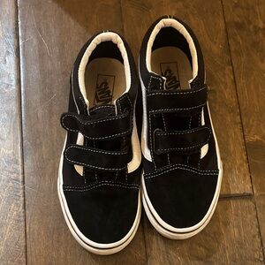 Vans Kids Black and White Velcro Sneakers